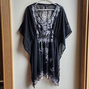 Club Z Collection Black/Silver Sequin Semi Sheer Tunic Size Large
